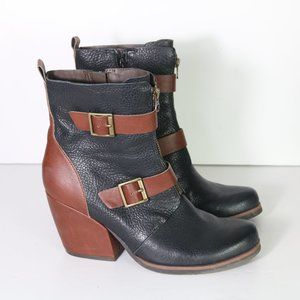 Kork-Ease Black and Brown Ankle Boots